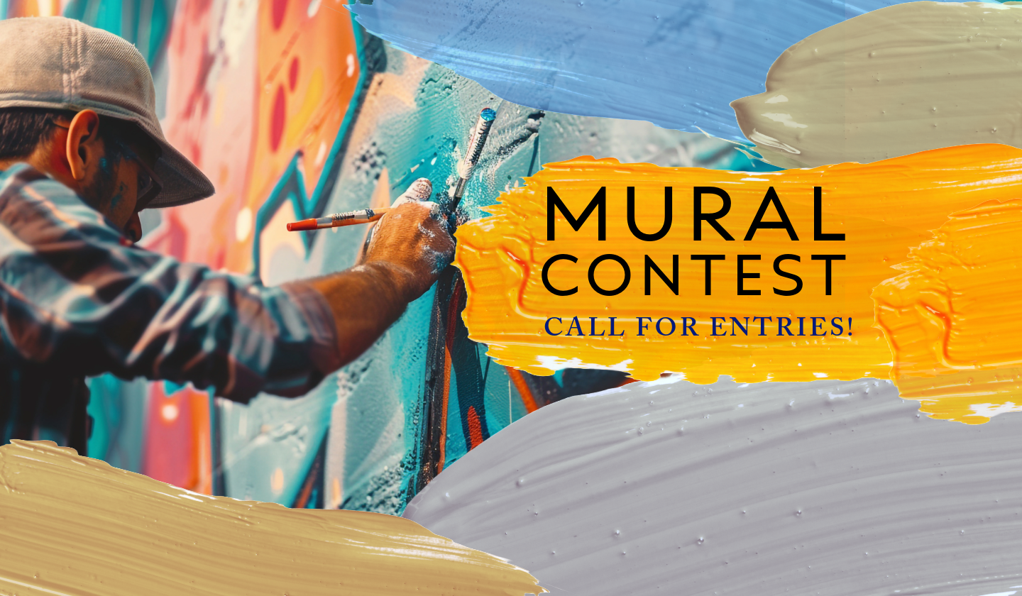 image of a man painting a mural with the words mural contest call for entries