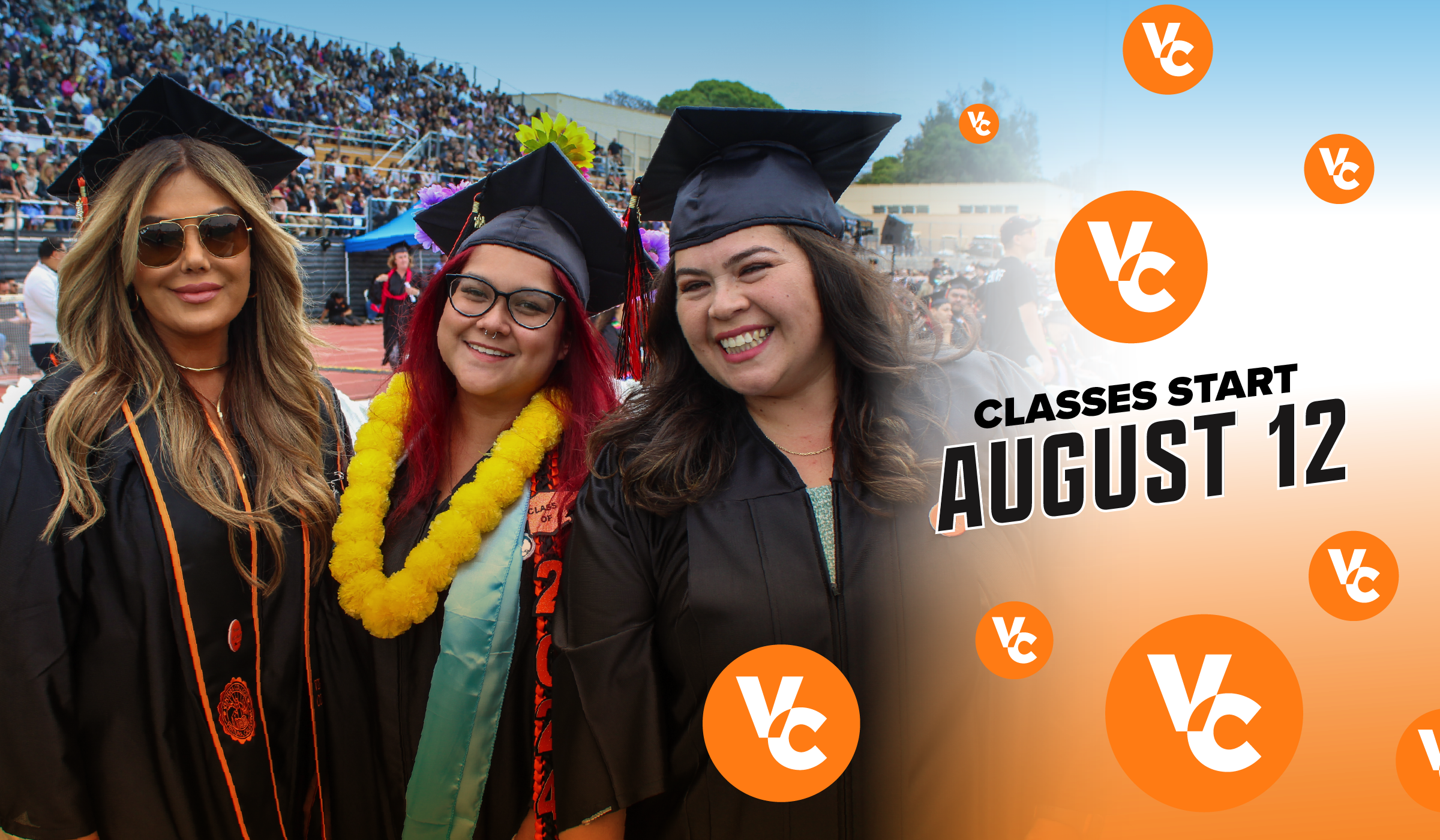 classes start august 12 with  photo of 3 female graduates