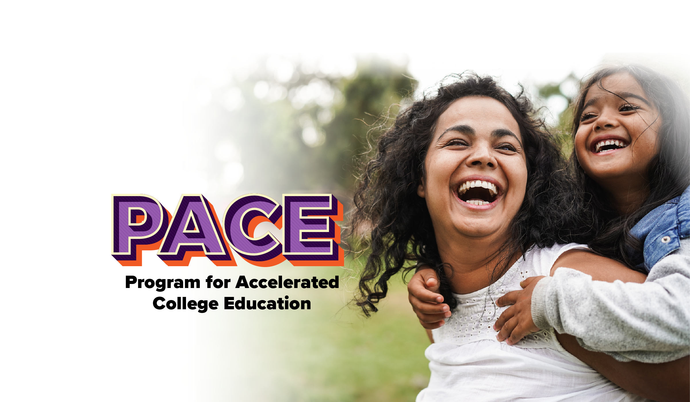 program for accelerated college education with image of a mom and young daughter