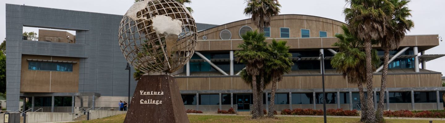 View of the LRC building and globe statue.