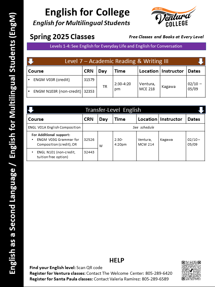 Spring 2025 Classes - Advanced II (English)