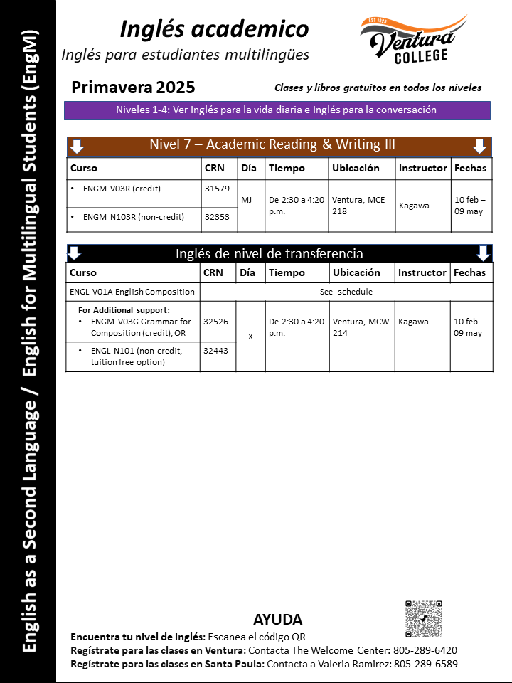 Spring 2025 Classes - Advanced II (Spanish)