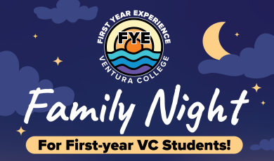 Join us for Family Night for first-year Ventura College students. ✨🧡🏴‍☠️✨  Parents, learn about our First Year Experience Program and how you can support your student!   July 18 | 5:30 p.m.  In-Person at VC Main Campus  July 19 at 5:30 p.m.  Via Zoom