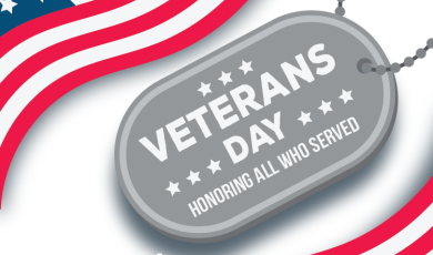Veterans Day Honoring all who served. Ventura College logo. American flags and dog tags. Ventura College will be closed on Friday November 10 in honor of Veterans Day
